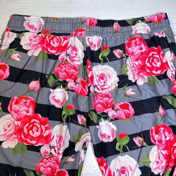 Floral Stripe Joggers Women's L/XL Pink Roses - Picture 6 of 8